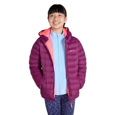 Image of Mountain Warehouse Seasons Padded Kids Jacket Water Resistant &amp; Lightweight Insulated Rain Coat for Boys Girls Great Autumn Winter, School or Travelling Berry Size 7 8 Years