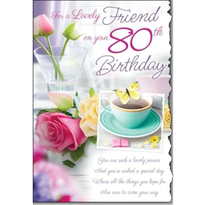 Image of For A Lovely Friend On Your 80th Birthday Card