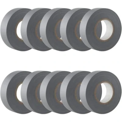 Image of GTSE Grey Electrical Tape, 19mm x 20m, 10 Rolls of Strong Self Adhesive PVC Insulation Tape for Insulating, Repairing and Protecting Wires