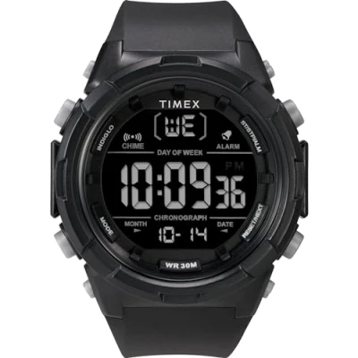 Image of Timex Men&#039;s Sport 50 mm Watch Black Resin Strap Digital Dial Case TW5M62000