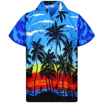 Image of V.H.O. Funky Hawaiian Shirt, Shortsleeve, Beach, Blue, XXL