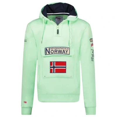 Image of Geographical Norway GYMCLASS Men&#039;s Kangaroo Pocket Hoodie Sweatshirt with Brand Logo and Long Sleeves, Green, S