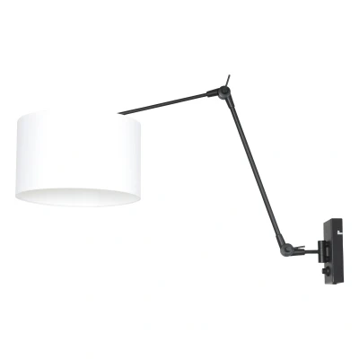 Image of Prestige Chic Wall Lamp with Shade Matt Black, Chintz White