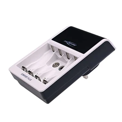Image of ANSMANN Comfort Plus AA, AAA &amp; 9V Battery Charger For NiMH NiCd Rechargeable Batteries with UK 3 Pin Plug Quick Charging Rapid Capacity Testing Yr Warranty