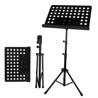 Image of Crystals Music Stands for Sheet Music, Height Adjustable Metal Stand Portable, Non Slip Feet and Foldable Design with Tripod Base Black