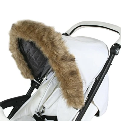 Image of My Babiie Pram Faux Fur Hood Universal Pushchair Trim, Baby Stroller Accessory Brown