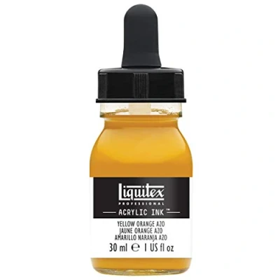 Image of Liquitex 4260414 liquid professional acrylic paints ink, 30 ml, highly pigmented airbrush paint, yellow orange Azo