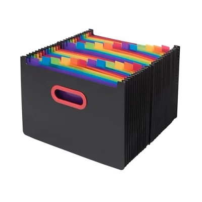 Image of Snopake A4 Rainbow and Black Desk Expander/Organiser 24 Part [Pack of 1] Ref: 15852