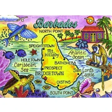 Image of World By Shotglass Barbados Map Caribbean Fridge Collector&#039;s Souvenir Magnet 2.5&quot; X 3.5&quot;
