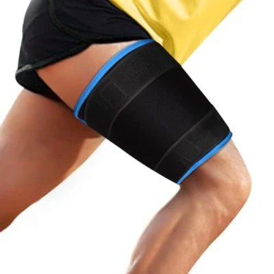 Image of supregear Thigh Brace Support, Neoprene Wrap Hamstring Compression Sleeve Adjustable Upper Leg Slimmer for Women Men, Blue
