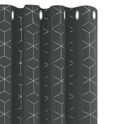 Image of Deconovo Eyelet Curtains, Blackout Functional Energy Saving Curtains Diamond Foil Printed for Baby Nursery, 66 x 72 Inch(Width Length), Dark Grey, One Pair
