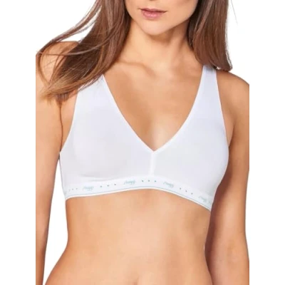 Image of Sloggi Womens 24/7 100 Cotton Soft Cup Bralette Top Size 8 in White 96% Cotton, 4% Elastane