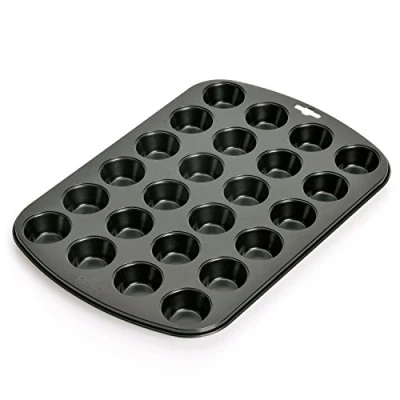 Image of Prochef Teflon Non Stick Premium Coated 24 Mini Cup Muffin Tray, Length 38cm x Width 26cm, Black