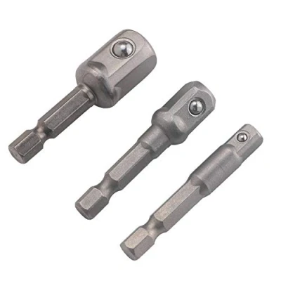Image of BE TOOL Socket Adaptor Set 3PCS Drive Extension Bar Hex Shank Impact Driver Power Drill Bits (1/4&quot; 3/8&quot; 1/2&quot;)