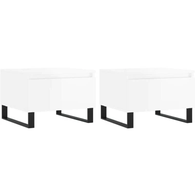 Image of vidaXL Coffee Tables 2 pcs High Gloss White 50x46x35 cm Engineered Wood