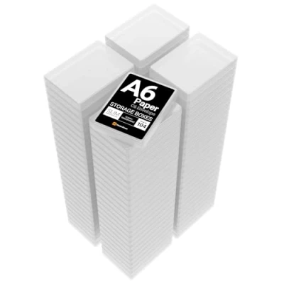 Image of WestonBoxes A6 Slim Plastic Presentation or Storage Boxes for Paper, Photos and Card (Transparent, 104)