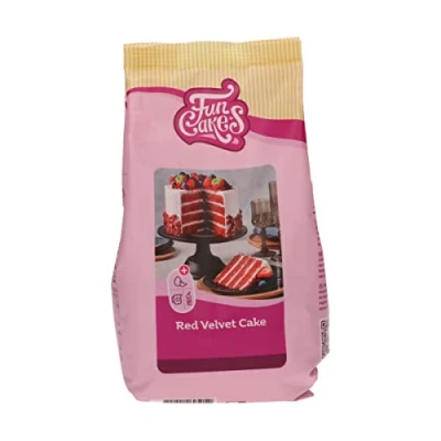 Image of FunCakes Mix for Red Velvet Cake: Easy to Use, Nicely Soft and Fluffy Cake with a Light Chocolate Flavour, Perfect Colour, Also Suitable Cupcakes, Halal. 500 g.