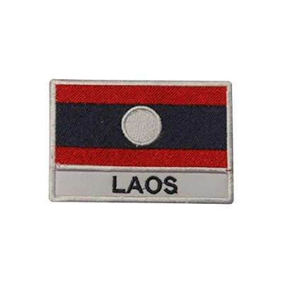 Image of Laos National Flag Iron On Patch Sew Embroidered Patch/Badge for Clothes