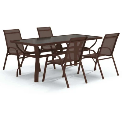 Image of Vidaxl 5 Piece Garden Dining Set Brown and Black