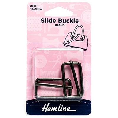 Image of Slide Buckles: 30mm x 16mm: Nickel Black: 2 Pieces