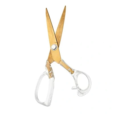 Image of Hemline Gold Dressmaking Scissors: Acrylic Handle: 20cm/8in: Brushed