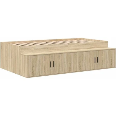 Image of vidaXL Storage Bed Frame Sonoma Oak 90x190 cm