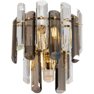 Image of Flare Neoclassic Glass &amp; Crystal Wall Lamp Gold
