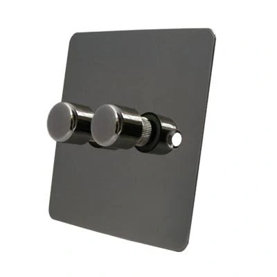 Image of Light Dimmer Switch 2 Gang Way 10 Amp 400W Polished Black Nickel Flat