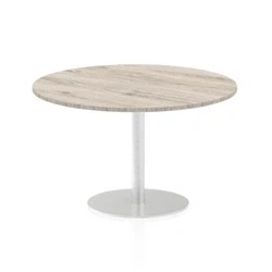 Image of Italia 1200mm Poseur Round Table Grey Oak Top 725mm High Leg