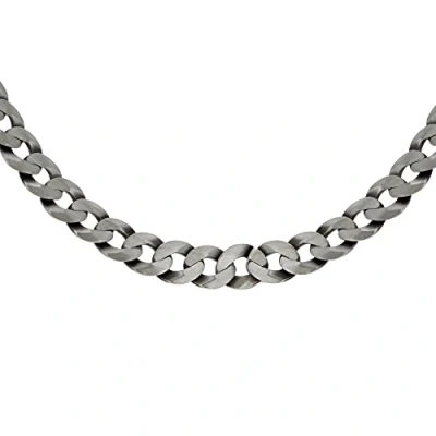 Image of Tuscany Silver Men&#039;s Sterling Oxidised Flat Curb Chain 51cm/20&#039;