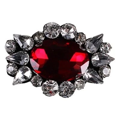 Image of 5pieces Beaded Diamond Fabric Patches Crystal Applique Badges Scrapbooking for Brooches Clothes Decorated Sewing (red)