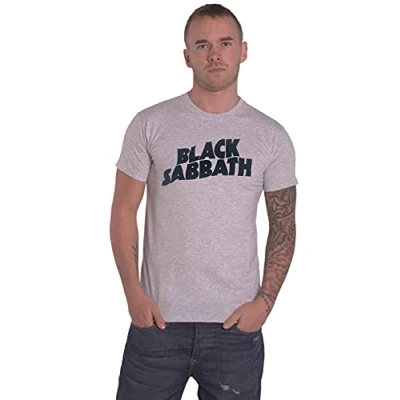 Image of Black Sabbath T Shirt Classic Wavy Band Logo Official Unisex Grey M
