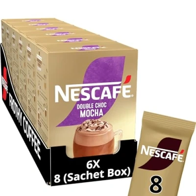 Image of NESCAFÉ Double Choc Mocha Instant Coffee 8 x 20.9g Sachets, 100% Responsibly Sourced (Pack of 6)