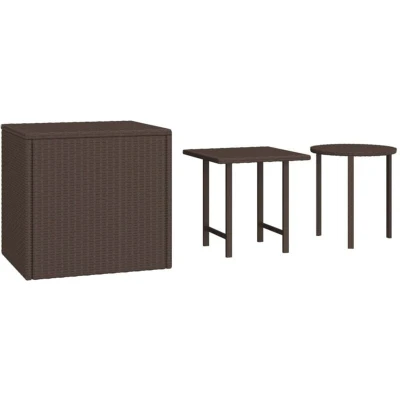 Image of vidaXL Garden Side Tables 3 pcs Brown Poly Rattan