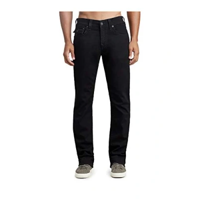 Image of True Religion Men&#039;s Ricky Low Rise Straight Leg Jean with Back Flap Pockets, Body Rinse Black, 36W x 34L