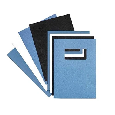 Image of GBC LeatherGrain A4 Title Window Binding Blue (Pack of 50) 46735E