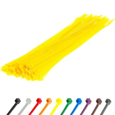 Image of Gocableties Yellow Cable Ties, 300mm x 3.6mm, Pack of 100, 12 Premium Nylon Zip Multi Purpose Plastic Tie Wraps, Secure Self Locking Mechanism, for Home, Garden, Office and DIY