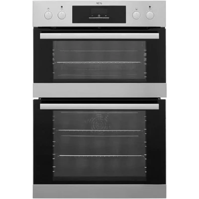 Image of AEG 6000 SurroundCook Built In Double Oven DCB331010M, 61L Capacity, 59.4 cm, Multilevel Cooking, Grill Function, LED Display, Antifingerprint Coating, Stainless Steel