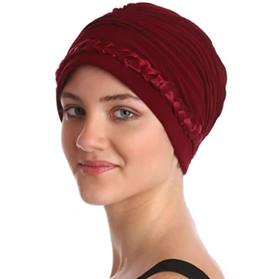 Image of Deresina Braided Detail Chic Headwear for Hair Loss (Burgundy)
