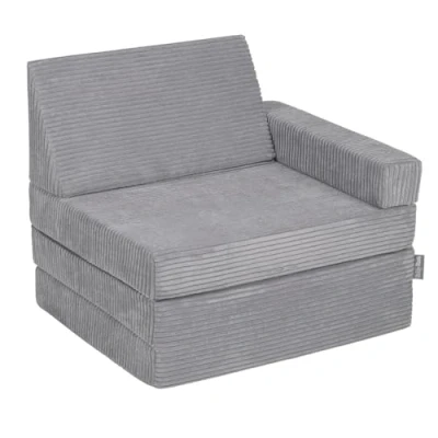 Image of KiddyMoon Armchair Kids Foldable Children Multifunctional Foam Mattress Sofa Bed Folding Toddler Couch Chair For Playroom Bedroom Living Room, Dark Grey