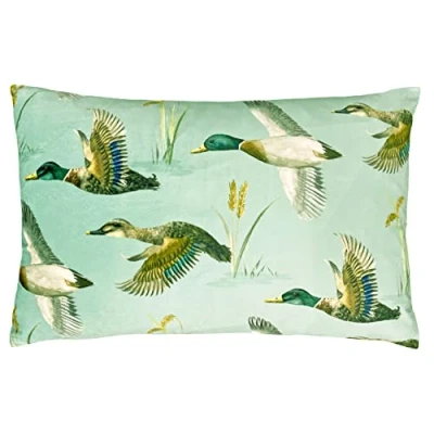 Image of Evans Lichfield Country Duck Pond Polyester Filled Cushion, Polyester, Mint