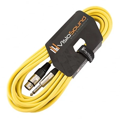Image of Female XLR to 6.35mm 1/4&quot; Mono Jack Lead/Microphone/Signal Cable / 6 Colours 6m Yellow