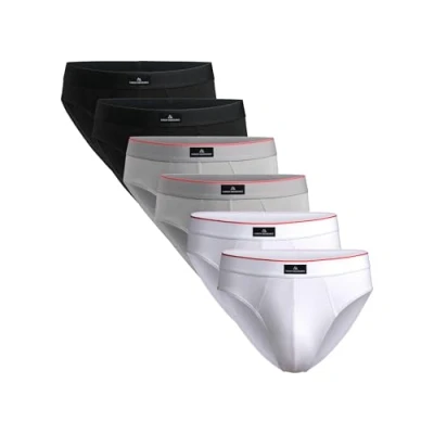 Image of DANISH ENDURANCE 6 Pack Men’s Cotton Briefs, Classic Stretch Underwear Pants, Comfortable, Tag free Multicolour (2x Black, 2x Grey, White) XL