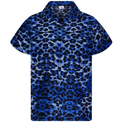 Image of King Kameha Funky Hawaiian Shirt Kids Boys, Shortsleeve, Print Leopard, Blue, 8
