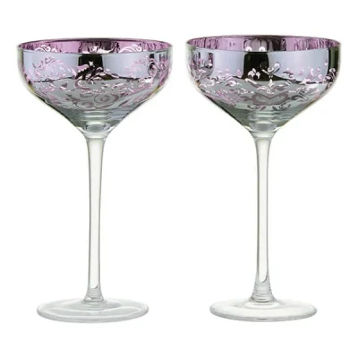 Image of Artland Filigree Champagne Saucers Lilac Set of 2