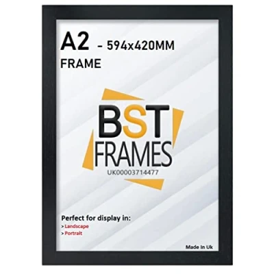 Image of Bargain Shop Az BLACK WOODEN EFFECT PICTURE PHOTO FRAMES (A2 (16.5&quot;x23.4&quot;) (594mm x 420mm), Black)