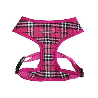 Image of Bunty Tartan Dog Harness Medium Soft, Breathable and Adjustable No Pull for Dogs. Comfortable Anti Pink