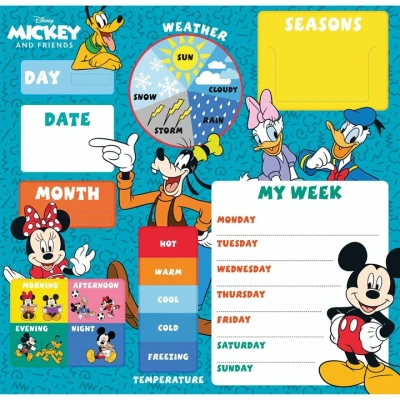 Image of Children&#039;s Activity Calendar, Teach Days, Months &amp; Seasons, Disney Mickey Mouse, Kids 1st Size of Product: 34 x 35 CM, Official Product