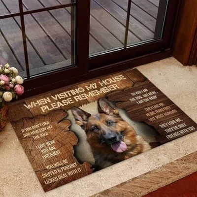 Image of Door Mat When Visiting My House German Shepherd Dog Welcome Non Slip Mats Funny Doormat Decor for Bathroom Kitchen Front Porch Rugs Home Entrance 24X16 Inch