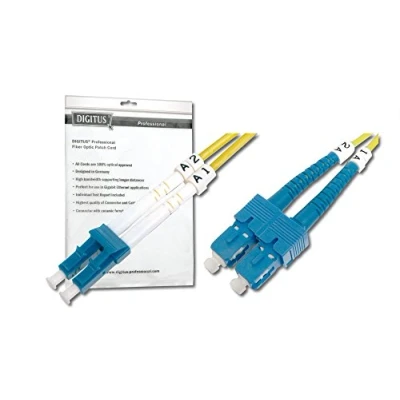 Image of DIGITUS DK 2932 02 Fibre Optic Cable OS2 2 m LC to SC Duplex 1/10 Gbit/s SM Singlemode LAN Type: 9/125 µ Yellow